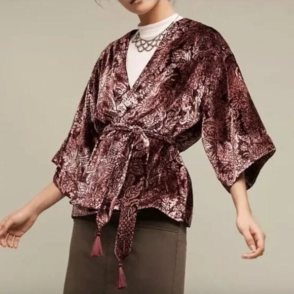 Anthropologie Plenty by Tracy Reese Velvet Luxurious Kimono Size M - Picture 1 of 4
